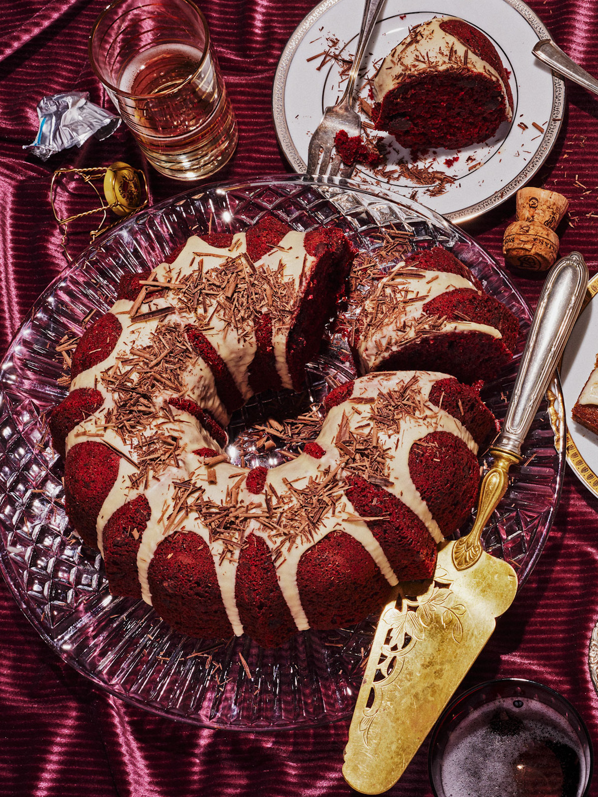 Red Velvet Bundt Cake with Irish Cream Glaze